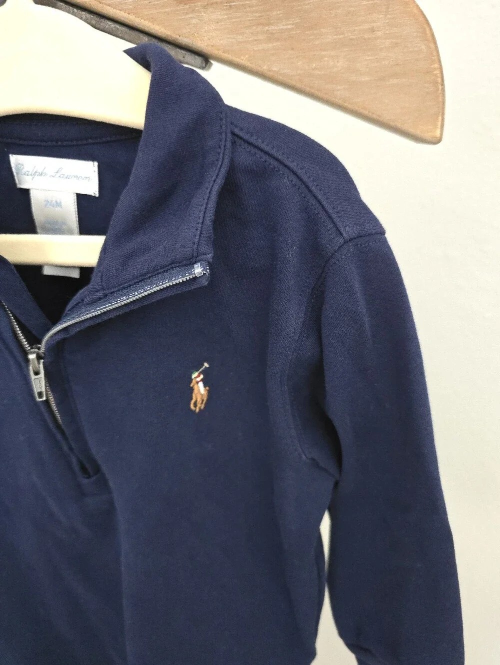 Ralph Lauren Navy Quarter-Zip Polo Sweatshirt 24 Months